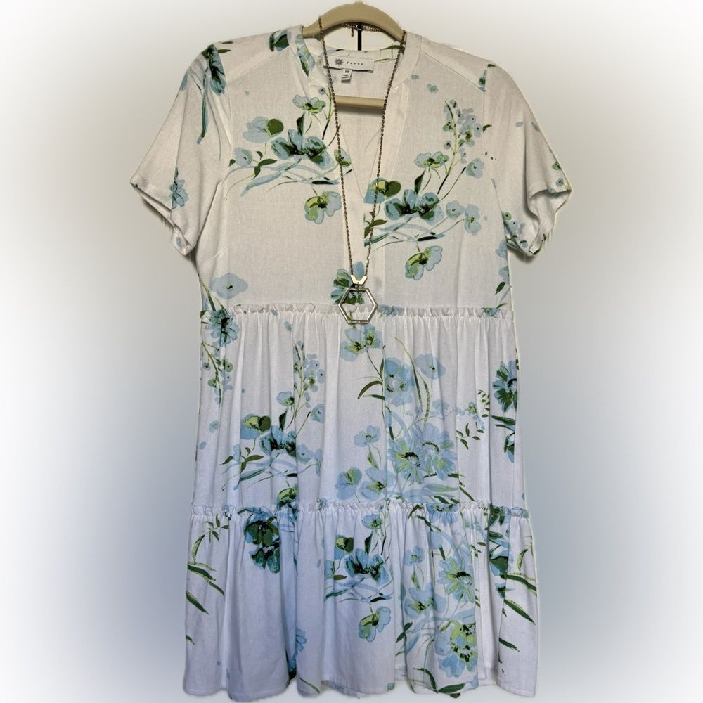 New with tags! Fever “Sky Blue Caked Linen Tier” dress! - Picture 2 of 14